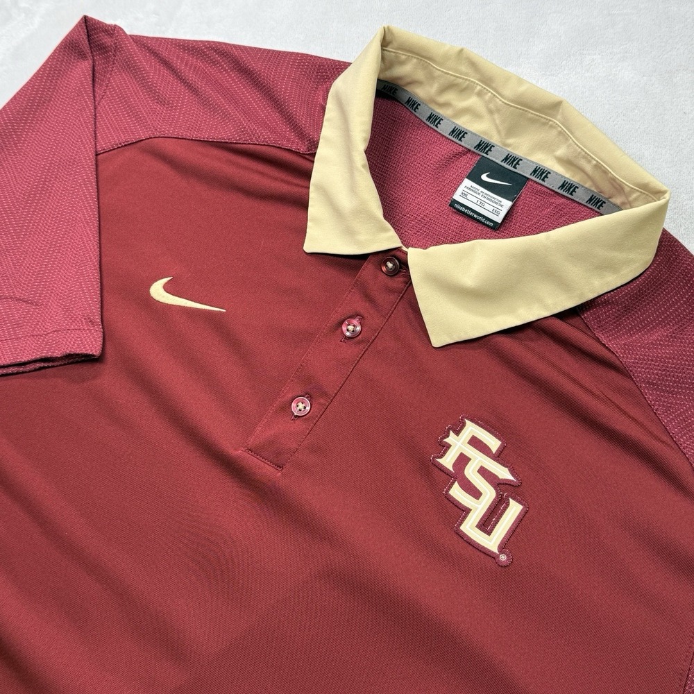 FSU‎ Nike Polo Mens Large L Florida State University Seminoles Dri Fit Shirt